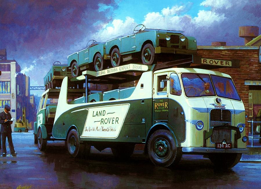Rovers for export. Painting by Mike Jeffries