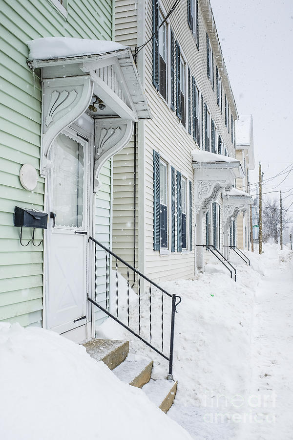 Row houses on a snowy day Photograph by Edward Fielding