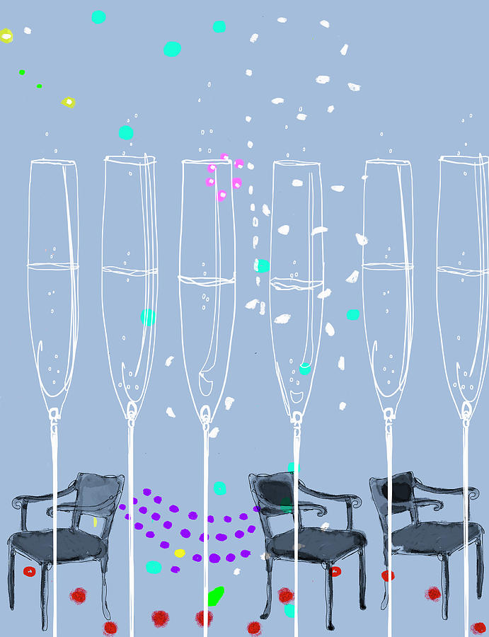 Row Of Champagne Flutes With Confetti Photograph by Ikon Ikon Images