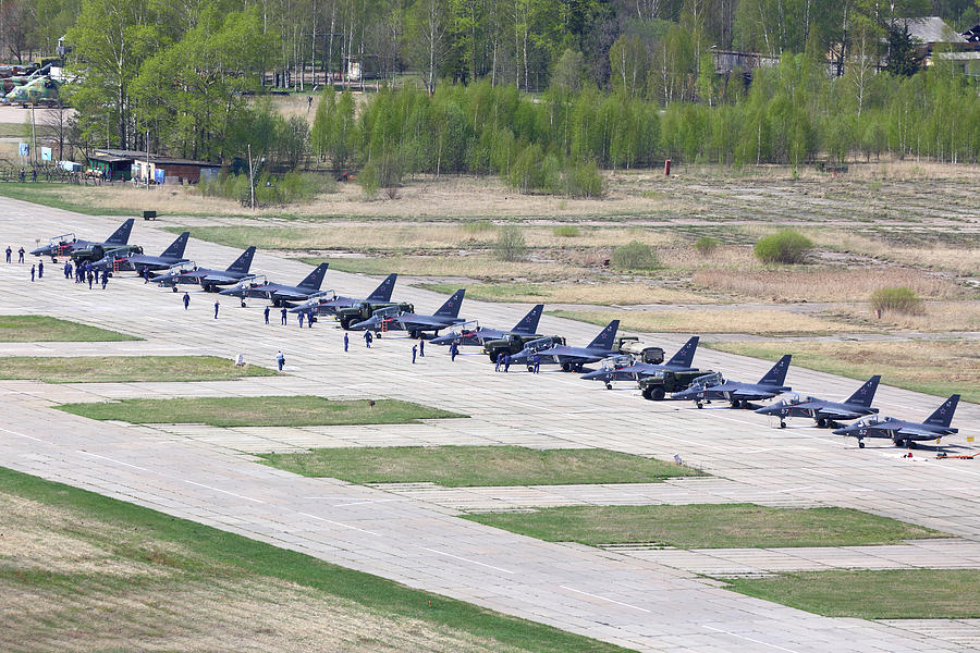 Transportation Photograph - Row Of Yak-130 Training Aircraft by Artyom Anikeev