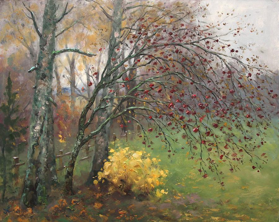 Summer Painting - Rowan tree in autumn by Alexander Alexandrovsky