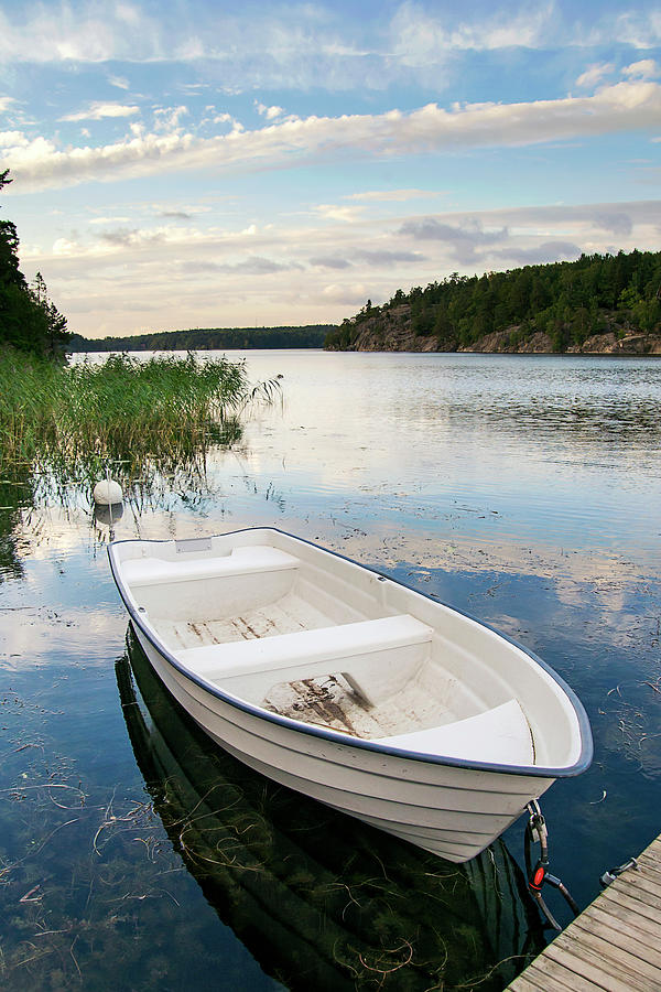Rowboat And Lake View Photograph by Maria Kallin