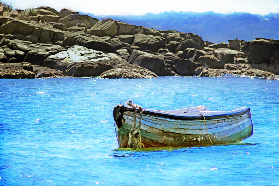 Rowboat In The Blue Photograph by Hal Halli
