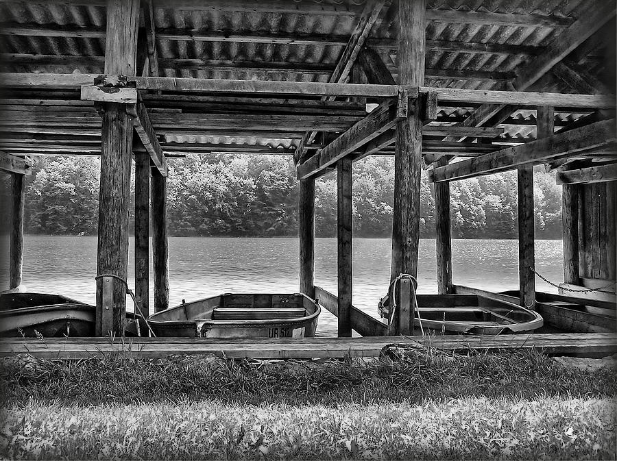 Rowboat Parking - B/W Photograph by Hanny Heim
