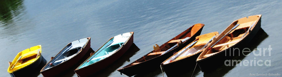 Rowboats on Buffalo NY Delaware Park Hoyt Lake Oil Painting Effect Photograph by Rose Santuci-Sofranko