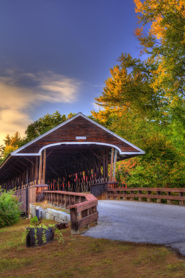 Rowell Covered Bridge in Autumn Photograph by Joann Vitali