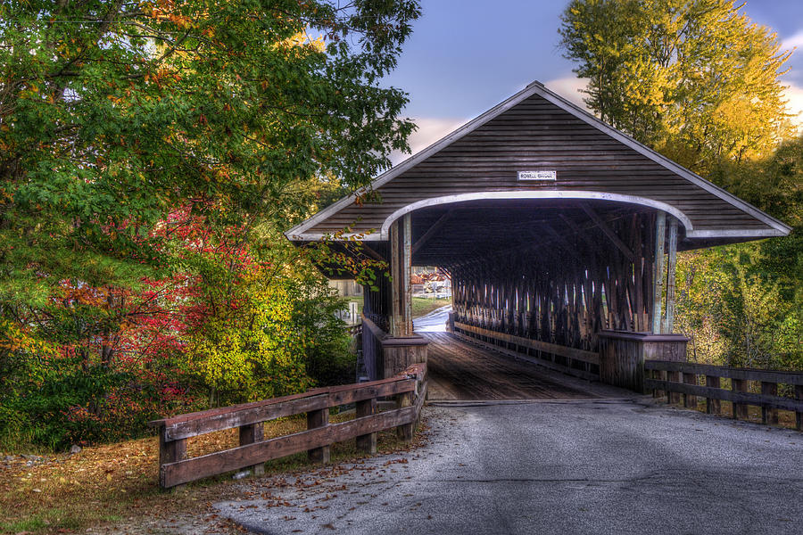 Rowell Covered Bridge in Fall Photograph by Joann Vitali