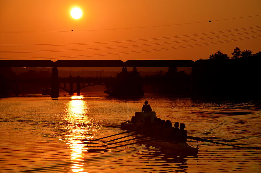 Rowing at Sunset Photograph by Bindu Viswanathan
