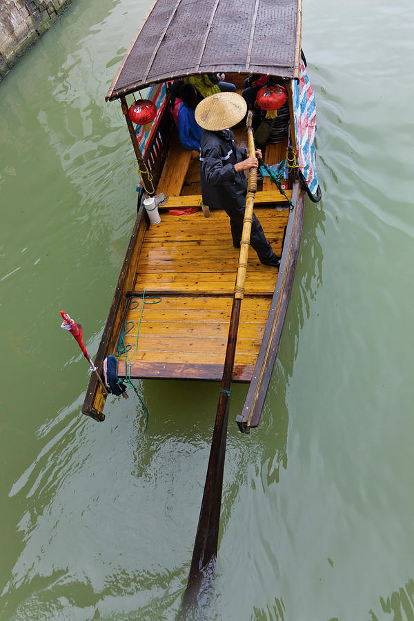 Boat Photograph - Rowing Boat On The Grand Canal by Keren Su