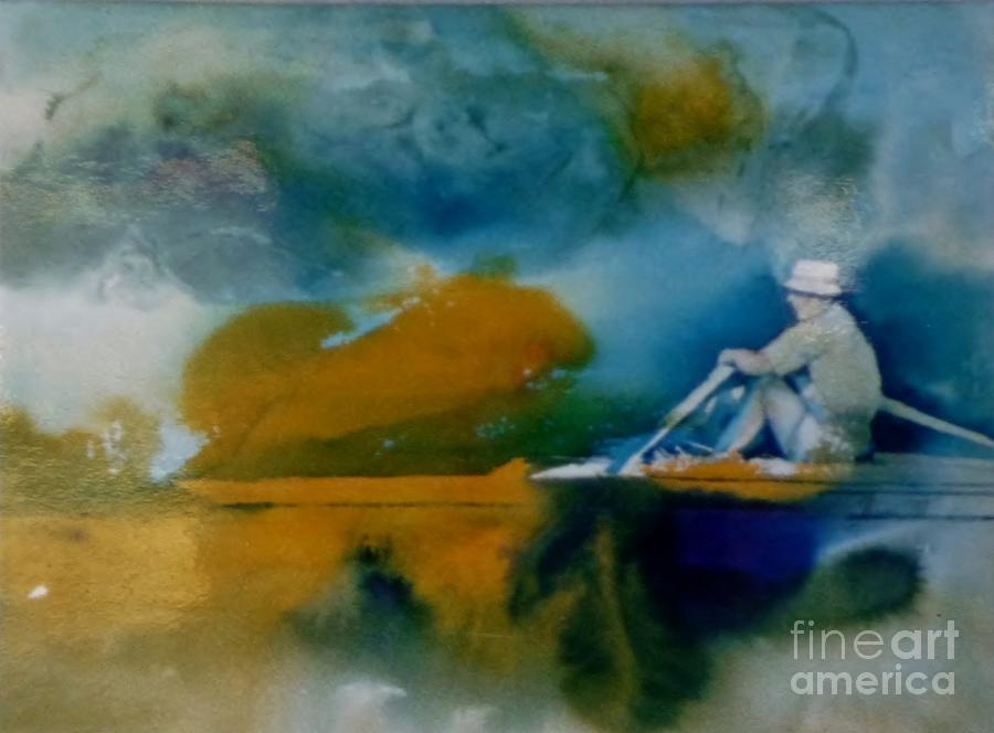 Hat Painting - Rowing by Donna Acheson-Juillet