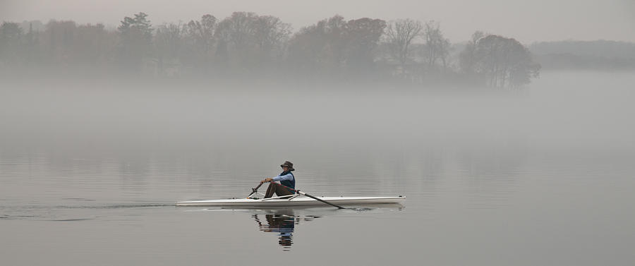 Rowing Into Morning Fog Photograph by Gary Slawsky
