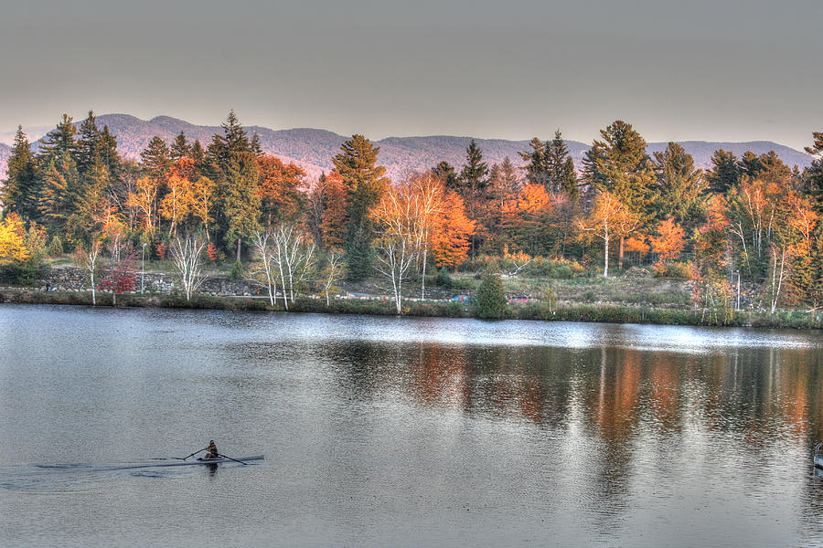 Rowing on Lake Placid Photograph by John Megaw
