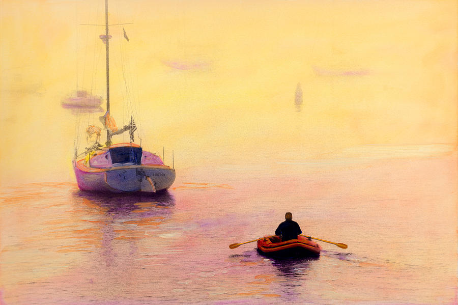 Rowing Out Painting by Cindy McIntyre