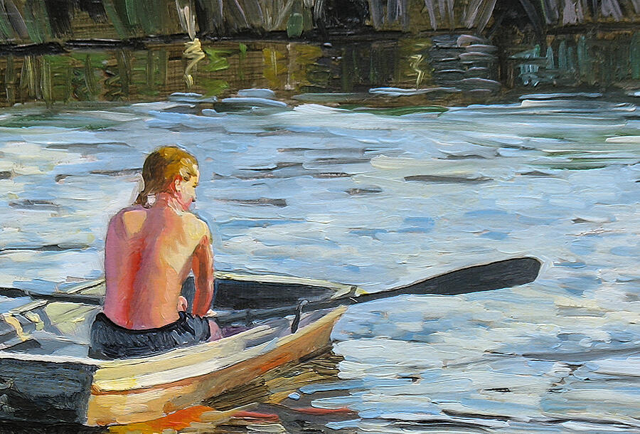 Nature Painting - Rowing The Boat by Dominique Amendola