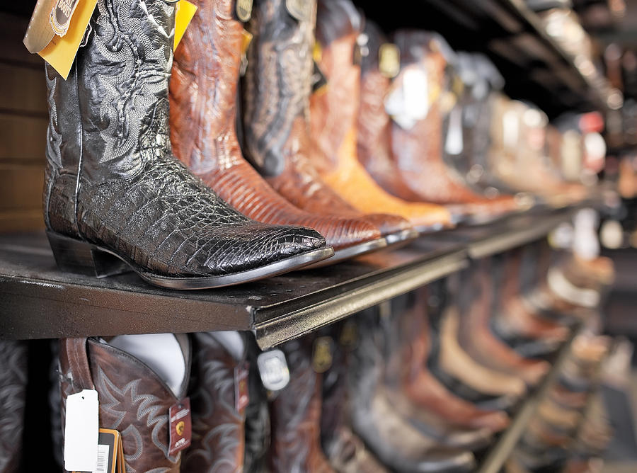 Rows Of Cowboy Boots In A Western Photograph by Ken Gillespie