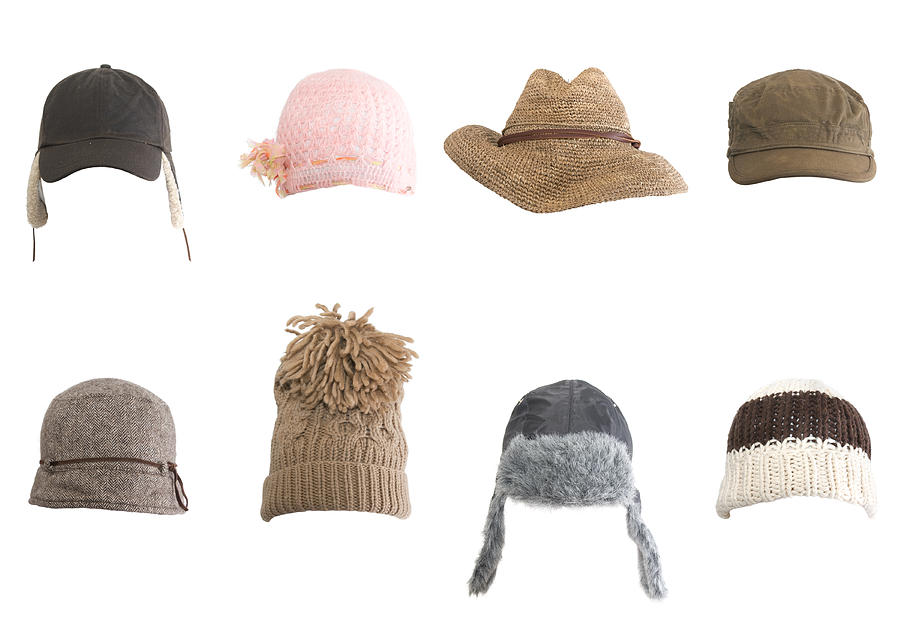 Rows of different kinds of hats against white background Photograph by RoyalFive