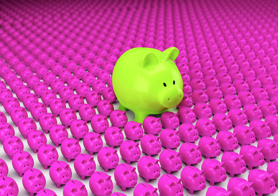 Rows Of Pink Piggy Banks With One Large Photograph by Ikon Ikon Images