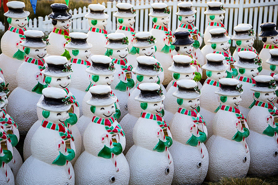 Christmas Photograph - Rows of snowmen by Garry Gay