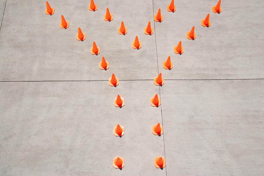 Rows of traffic cones Photograph by Martin Barraud