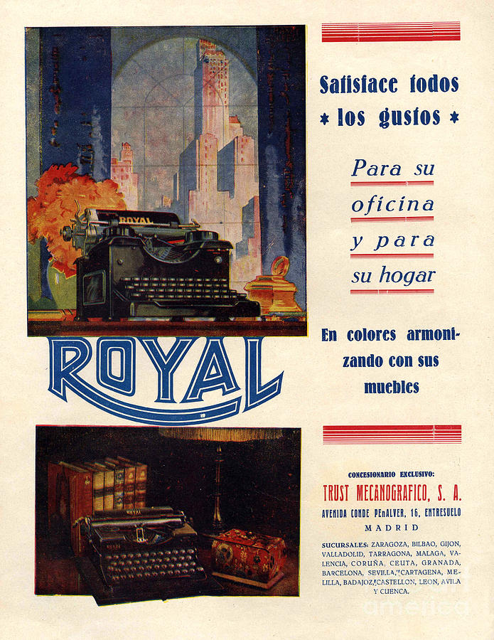 1950s Drawing - Royal 1950 1950s Spain Typewriters by The Advertising Archives