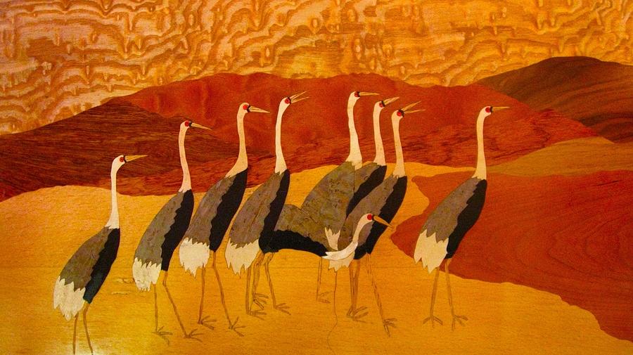 Royal birds-Wood veneer  Painting by Pankaj Jain