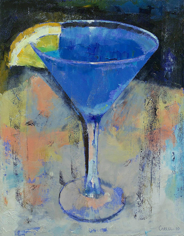 Abstract Painting - Royal Blue Martini by Michael Creese