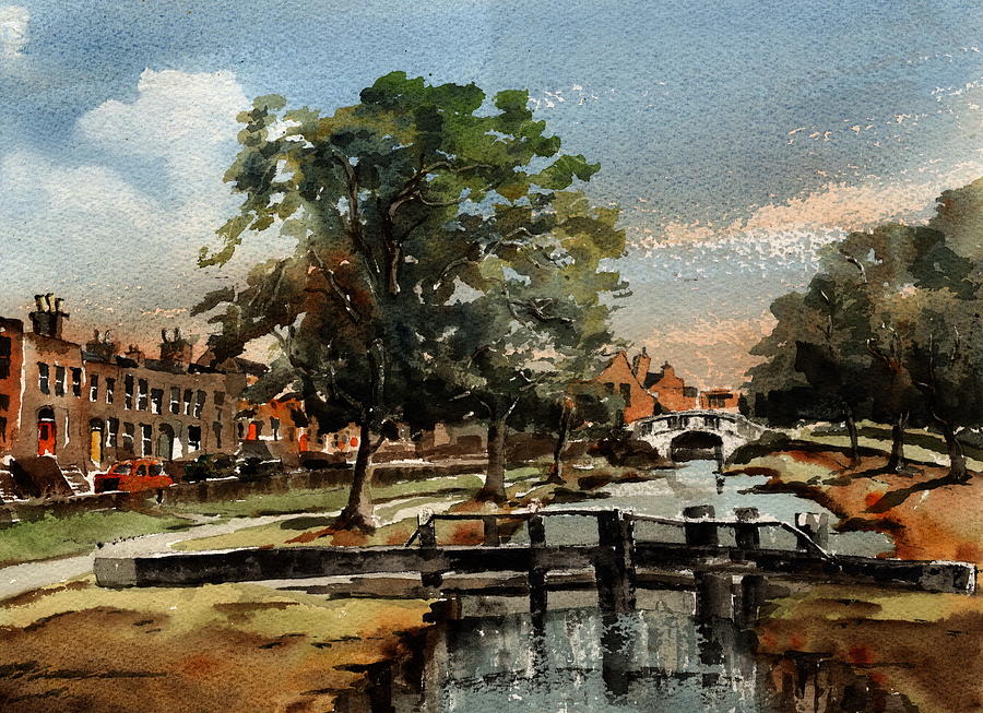 Royal Canal Dublin Painting by Val Byrne
