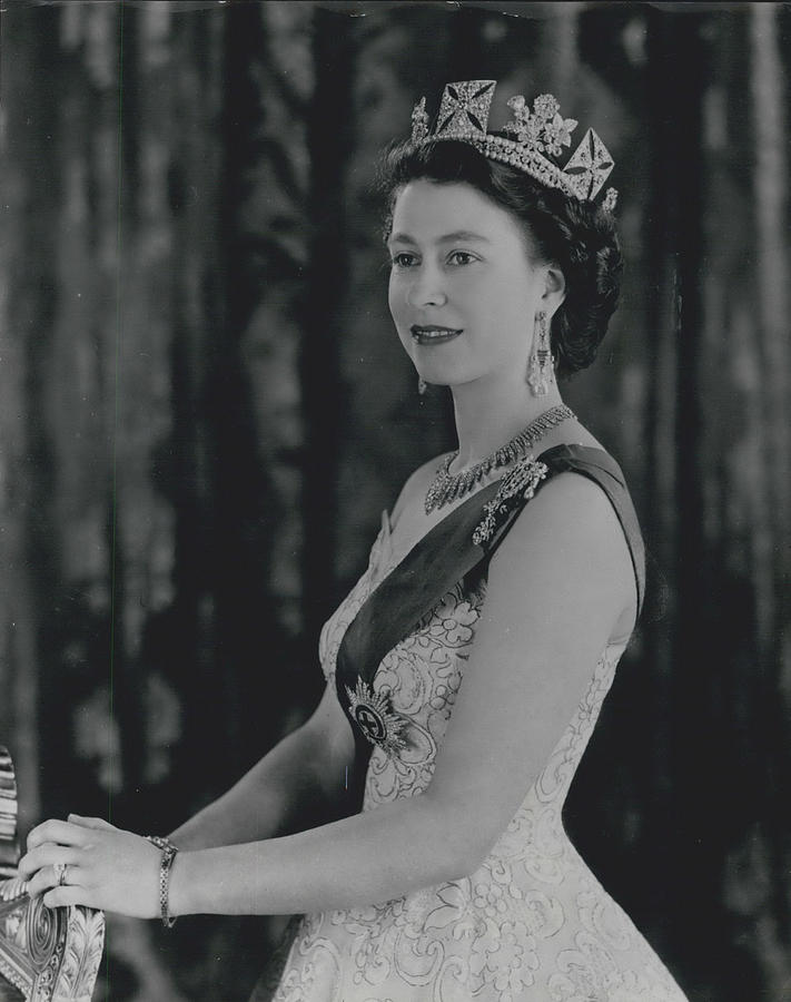 Royal Command Portrait by BARON. H.M. THE QUEEN ELIZABETH II AT BUCKINGHAM PALACE. Photograph by Retro Images Archive
