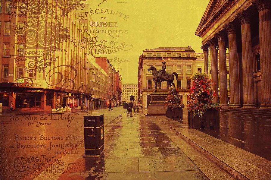 Vintage Photograph - Royal Exchange Square. Glasgow by Jenny Rainbow