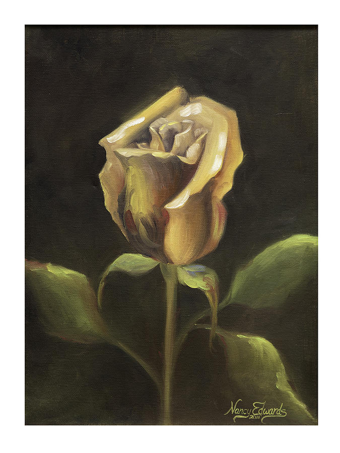 Royal Gold Bud Painting by Nancy Edwards