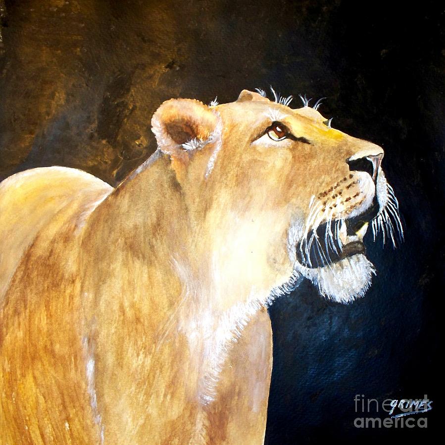 Royal Lioness Painting by Carol Grimes
