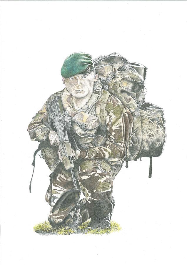 Royal Marine Drawing by Darren Gowdy