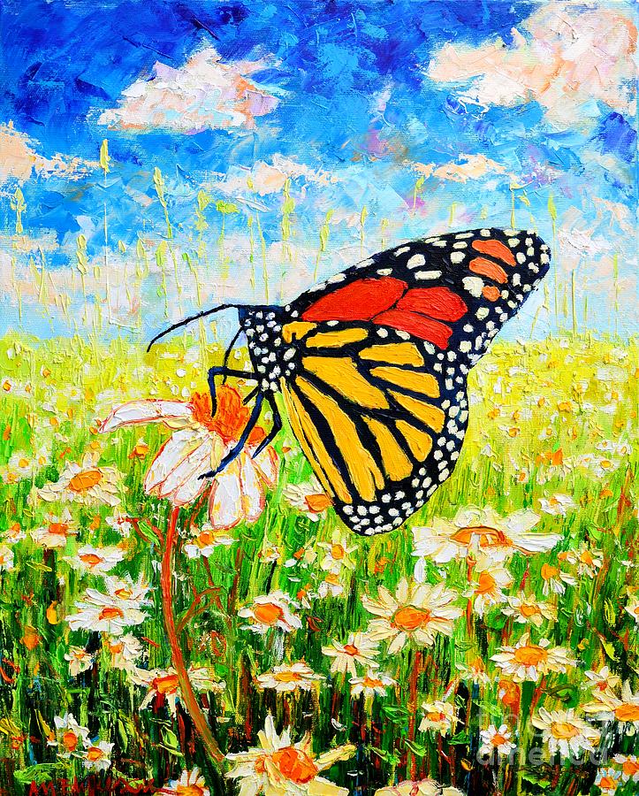 Royal Monarch Butterfly In Daisies Painting by Ana Maria Edulescu