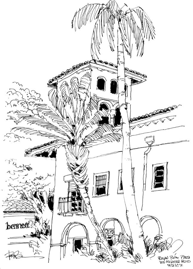 Royal Palm Plaza Boca Raton Fl Drawing by Robert Birkenes