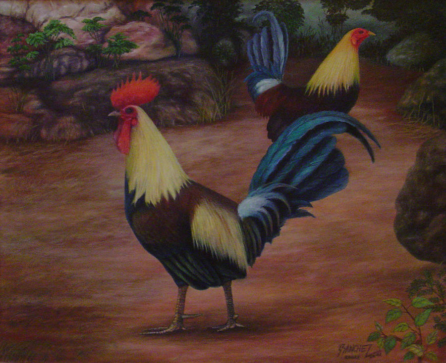 Royal Roosters Painting by Joemar Sanchez