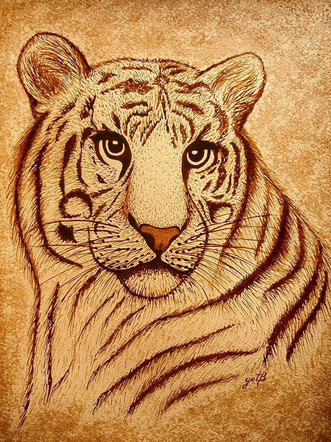 Royal Tiger coffee painting Painting by Georgeta  Blanaru