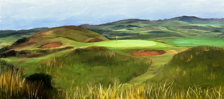 Golf Painting - Royal Troon - Hole 8 - Postage Stamp by Scott Melby