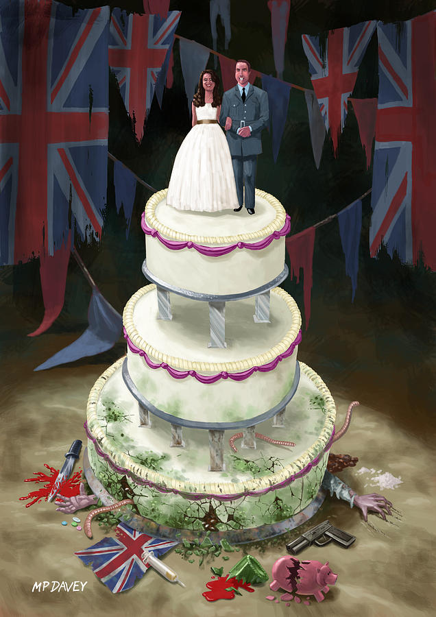 Bunting Digital Art - Royal Wedding 2011 cake by Martin Davey