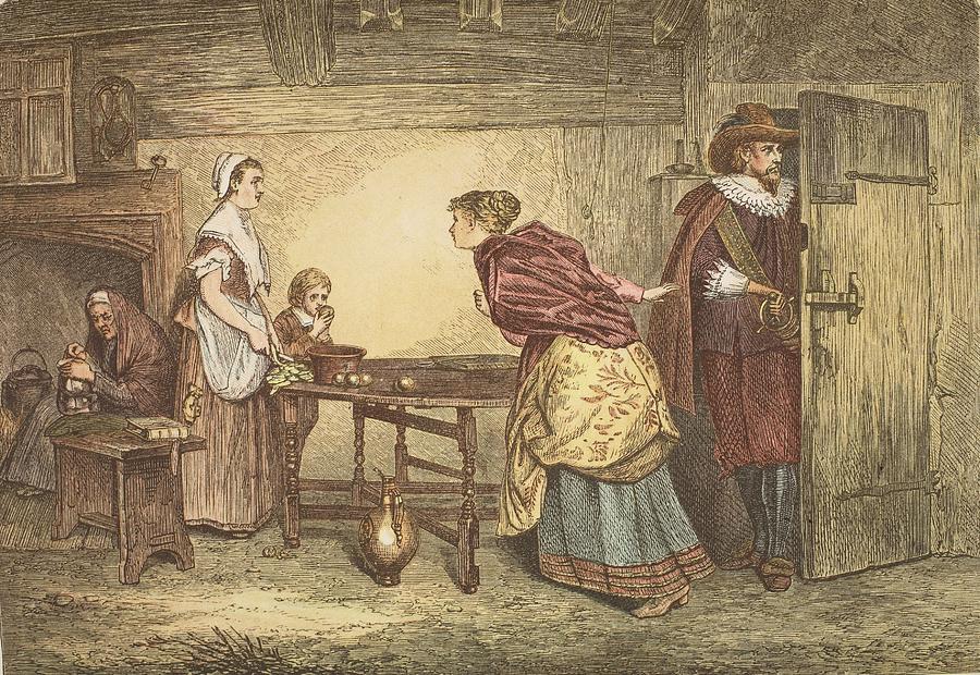 Royalist Drawing - Royalists Seeking Refuge In The House by Marcus Stone