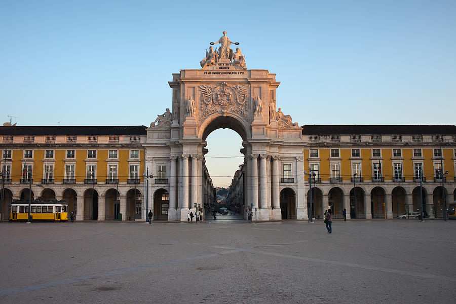 Augusta Photograph - Rua Augusta Arch at Sunrise in Lisbon by Artur Bogacki