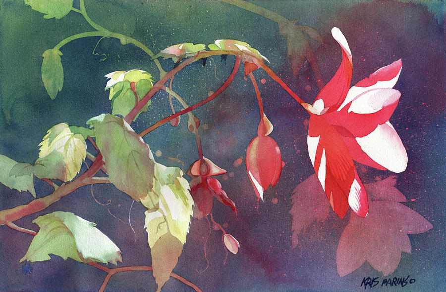 Ruby Begonia Painting by Kris Parins