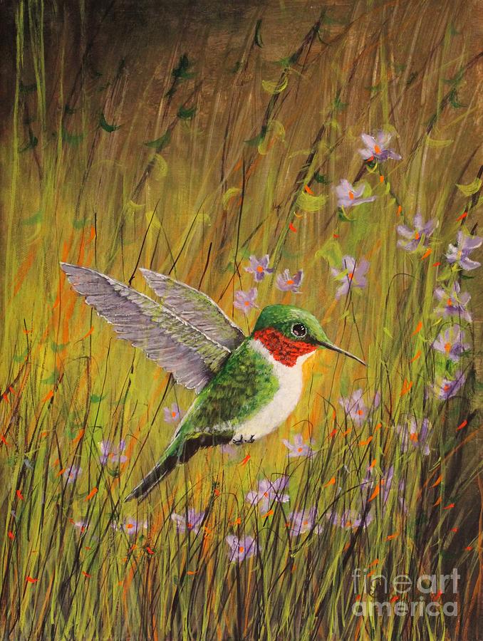 Hummingbird Painting - Ruby by Bob Williams