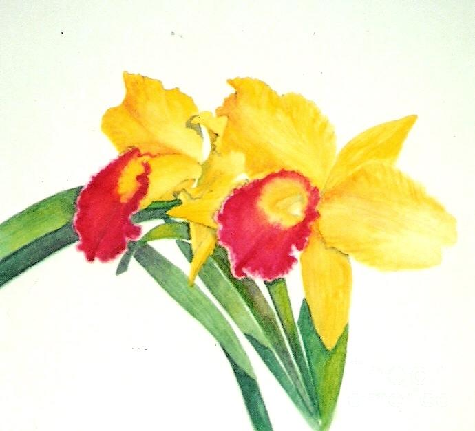 Ruby Kissed Orchids Painting by Sandra Neumann Wilderman