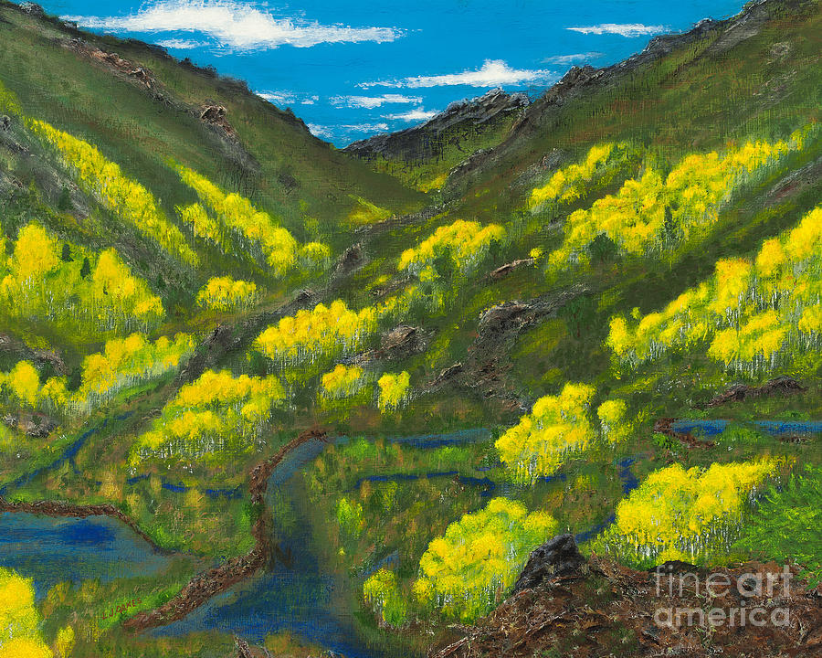 Ruby Mountain Aspen Painting by L J Oakes