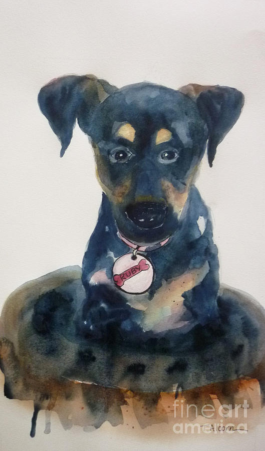 Dog Painting - Ruby - original SOLD by Therese Alcorn