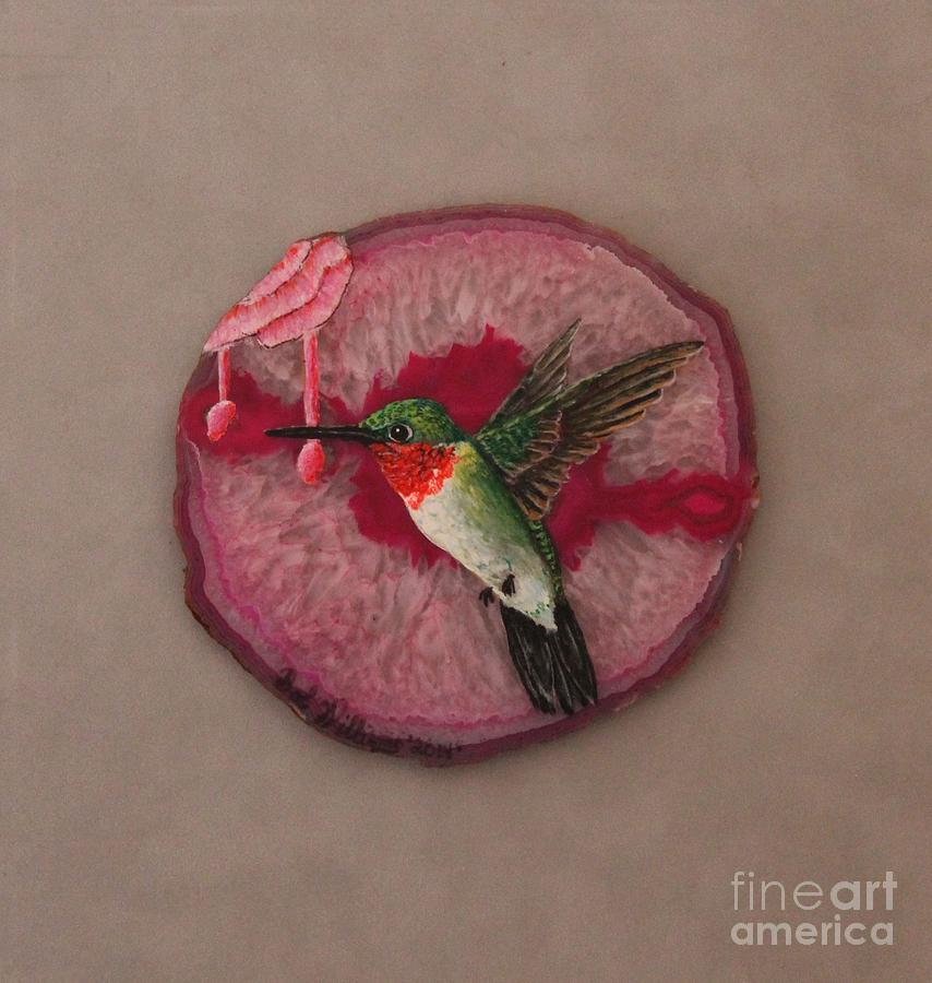 Ruby Throated Hummer Painting by Bob Williams
