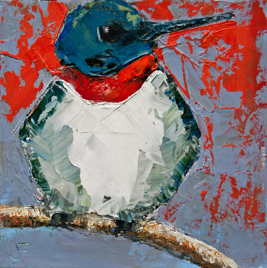 Ruby-Throated Hummingbird Painting by Jani Freimann