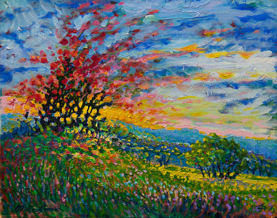 Ruby Tree Ablaze Painting by Michael Gross