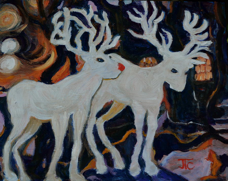 Rudolph and Friend Painting by Julie Todd-Cundiff