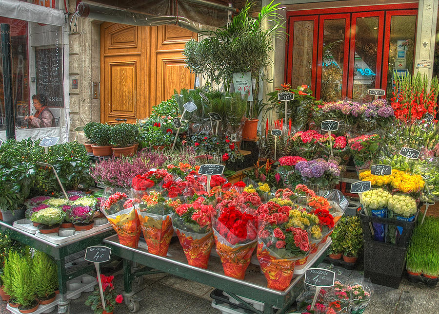 Rue Cler Flower Shop Photograph by Michael Kirk